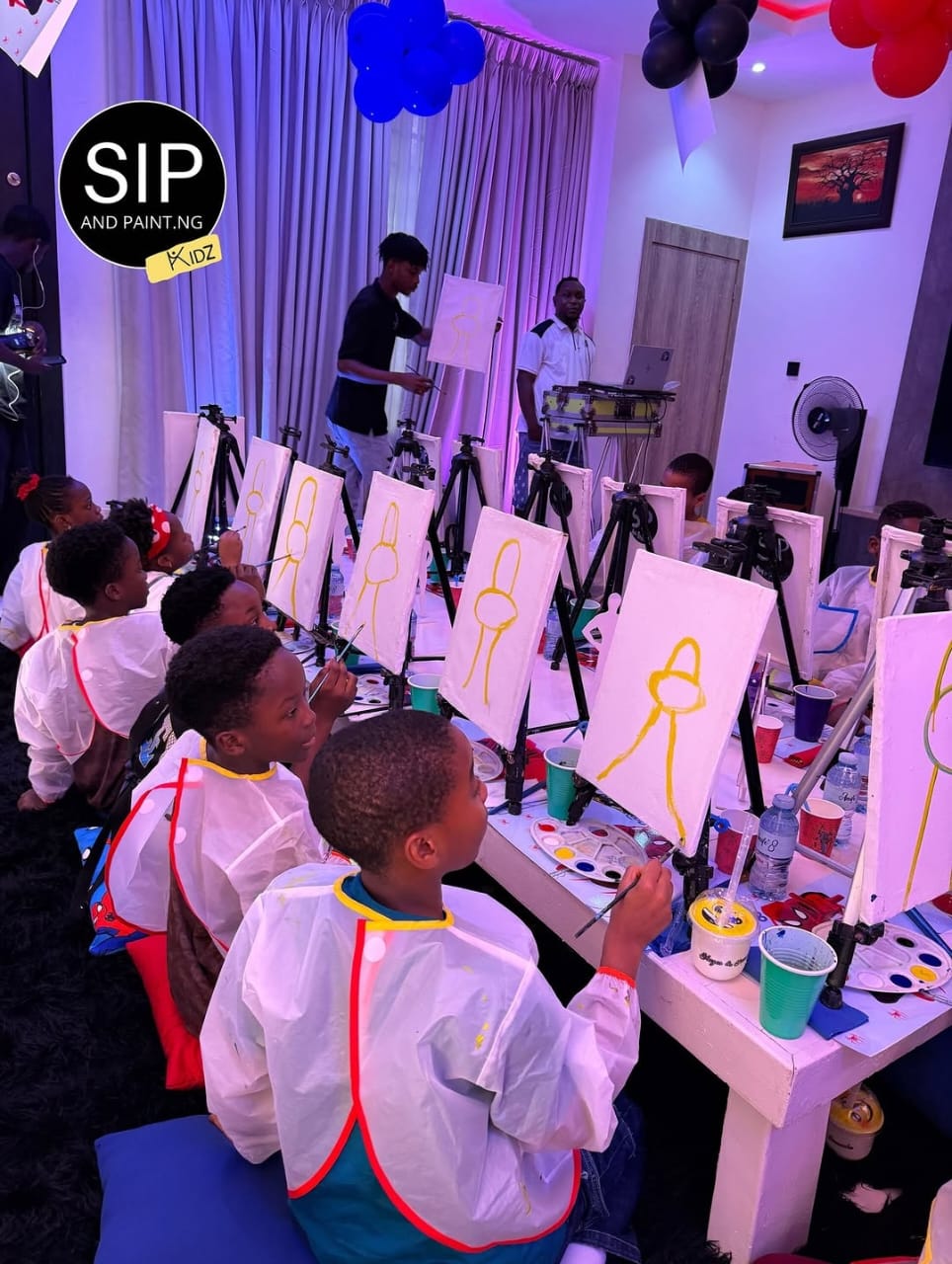 A KidzPaint session set up inside a private home in Lagos