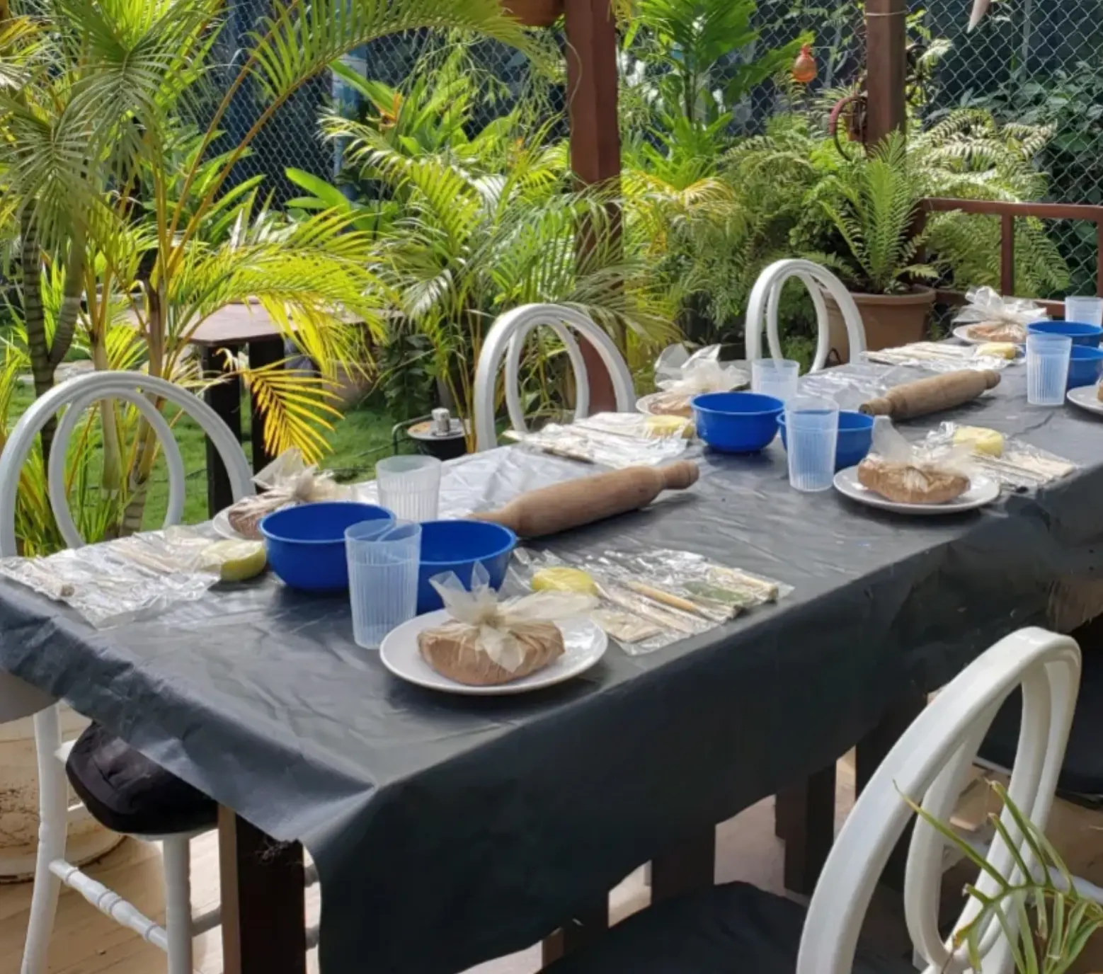 Wrapped blocks of Alali clay on a table, ready for gifting