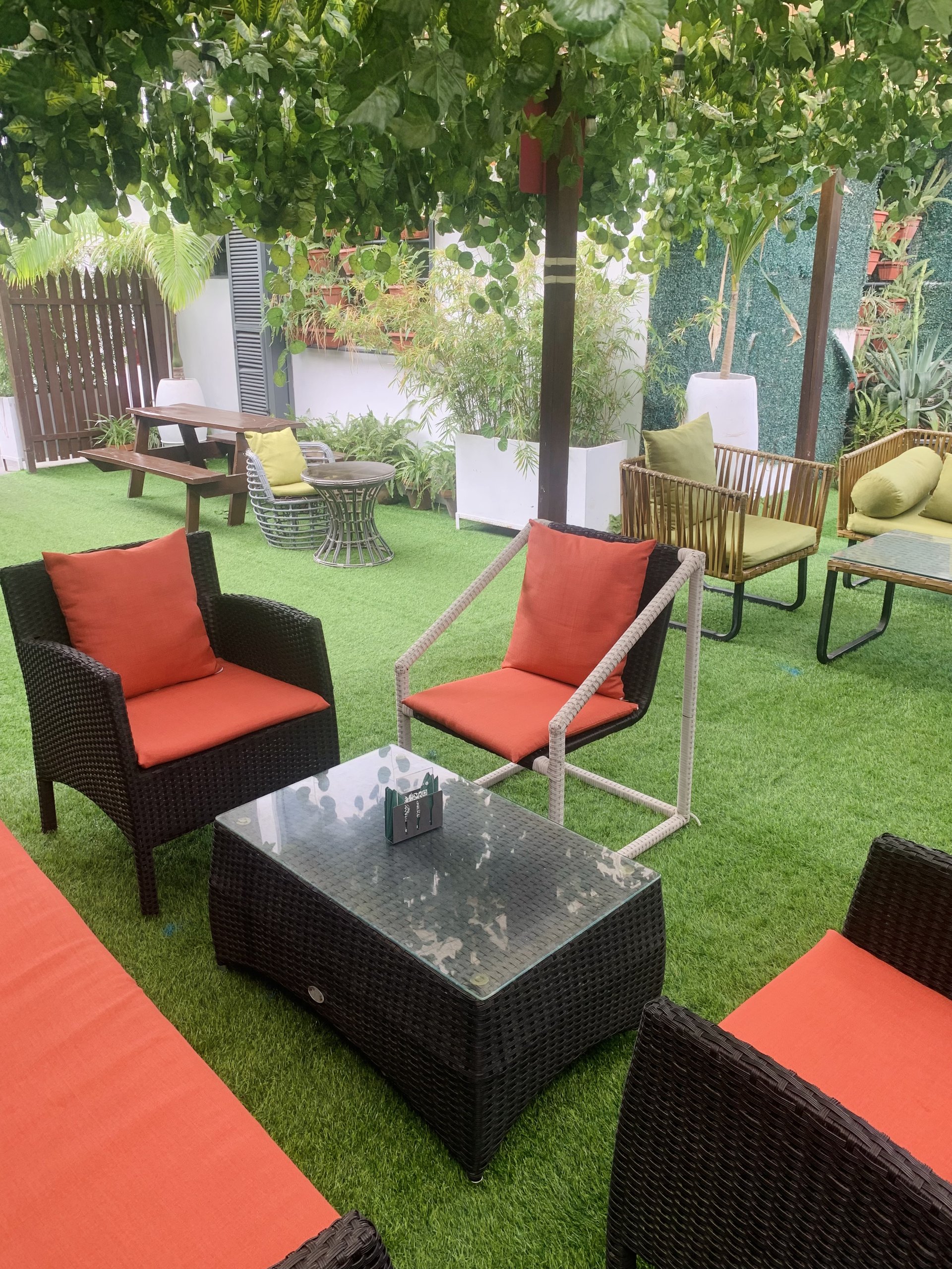 Outdoor garden with shade at The Atrium, Ikeja